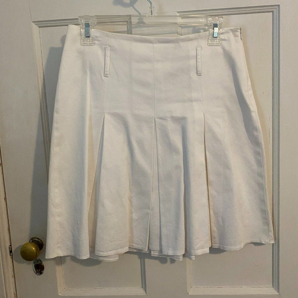 Sao Paulo White Linen Tennis Skirt, Size 4